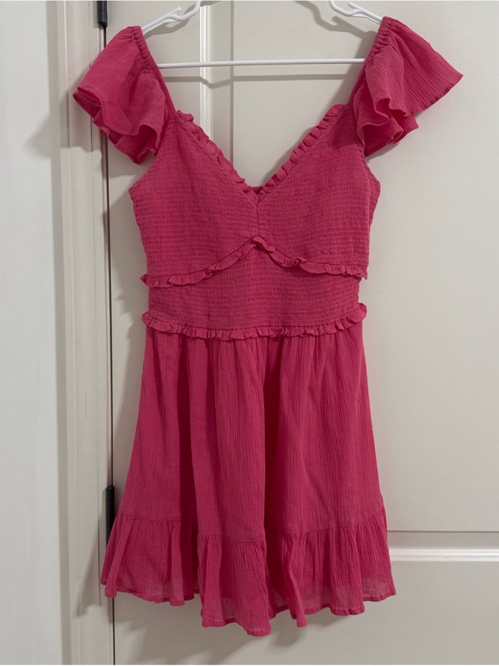 LoveShackFancy Fuchsia Ruffled Mini Dress